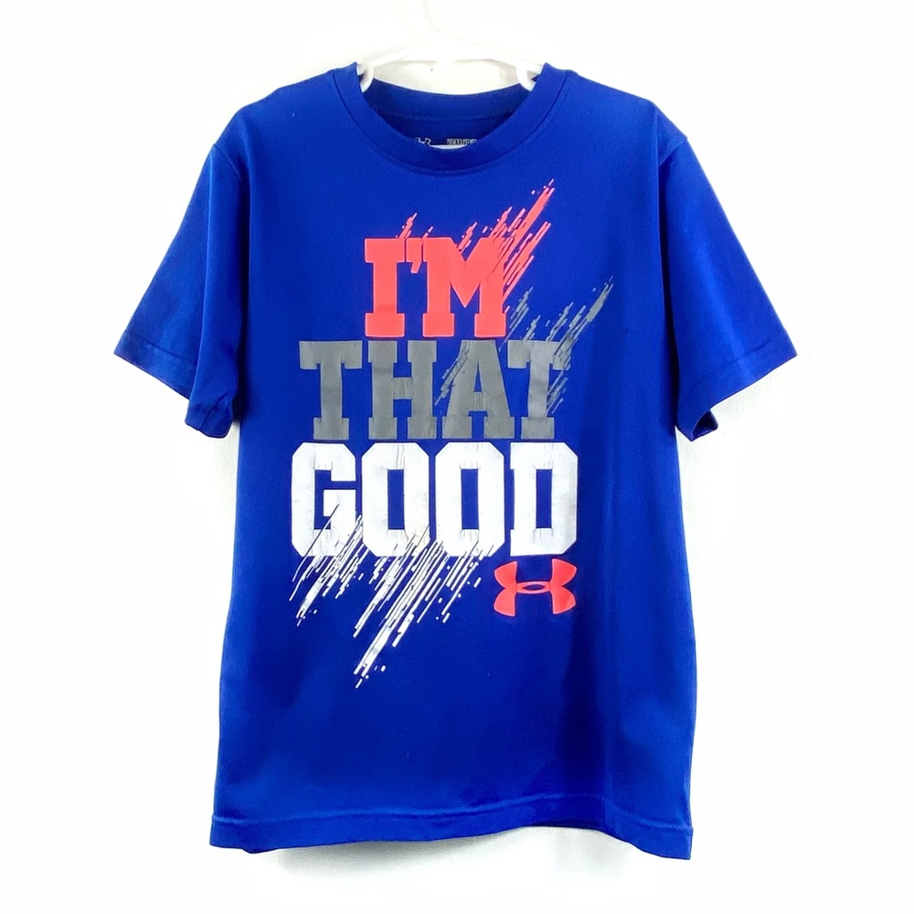 Under Armour HeatGear Loose Graphic Tee Blue “I’m That Good”Athletic Performance